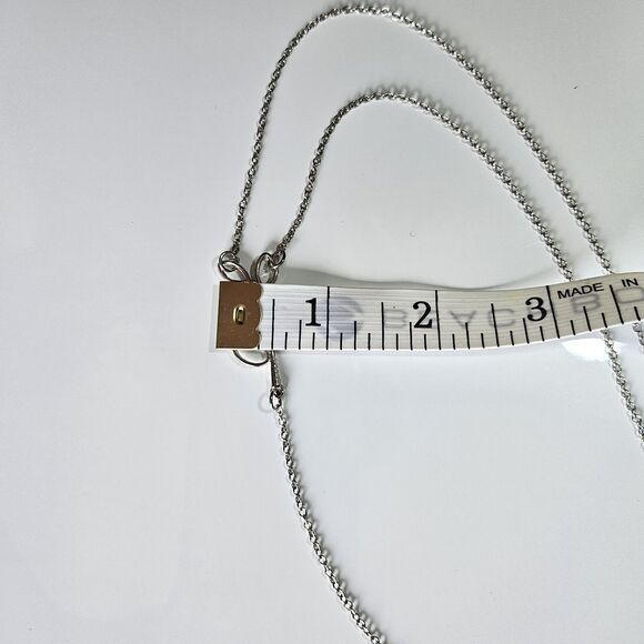 Simple Leaf Hollow Double Layered Silvertone Necklace 18 To 20" - Picture 7 of 14